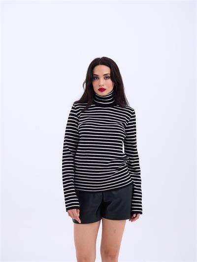 4213 TRİKO ÇİZGİLİ BALIKÇI SALAŞ-SİYAH-EKRU