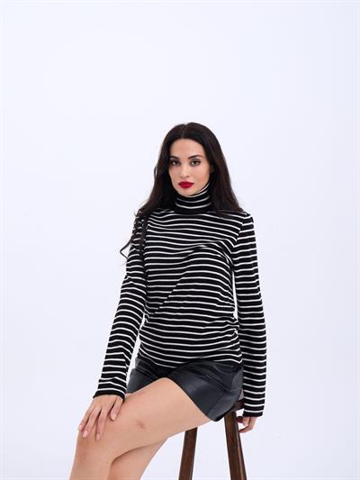 4213 TRİKO ÇİZGİLİ BALIKÇI SALAŞ-SİYAH-EKRU