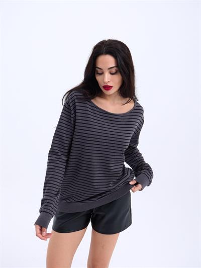 4215 TRİKO ÇİZGİLİ SALAŞ KAZAK-ANTRASİT-SİYAH