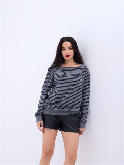 4215 TRİKO ÇİZGİLİ SALAŞ KAZAK-GRİ-SİYAH