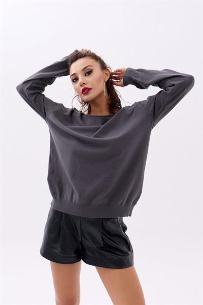 4216 TRİKO DÜZ SALAŞ KAZAK-ANTRASİT