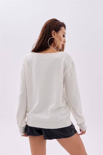 4216 TRİKO DÜZ SALAŞ KAZAK-EKRU