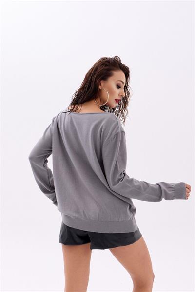 4216 TRİKO DÜZ SALAŞ KAZAK-GRİ