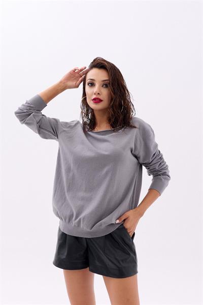 4216 TRİKO DÜZ SALAŞ KAZAK-GRİ