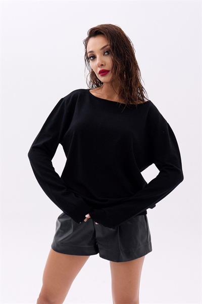 4216 TRİKO DÜZ SALAŞ KAZAK-SİYAH