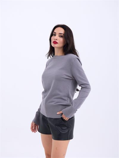 4217 TRİKO BASİC KAZAK-GRİ