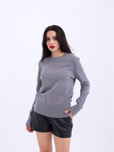 4217 TRİKO BASİC KAZAK-GRİ