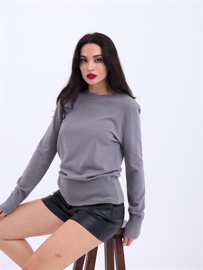 4217 TRİKO BASİC KAZAK-GRİ