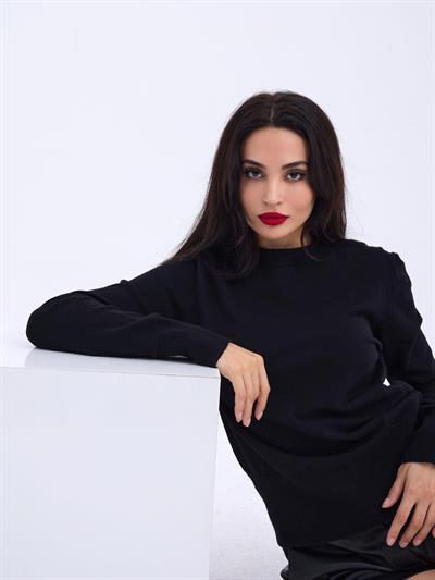 4217 TRİKO BASİC KAZAK-SİYAH