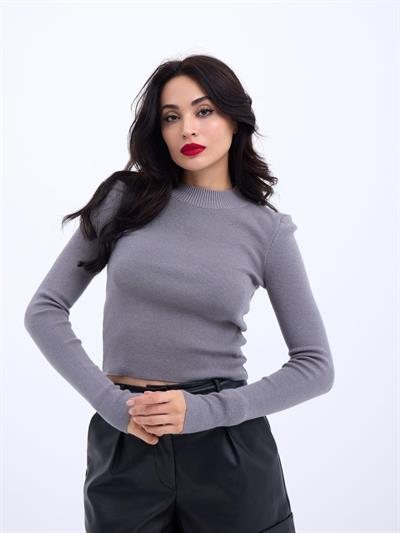 42201 TRİKO BASİC KAZAK-GRİ