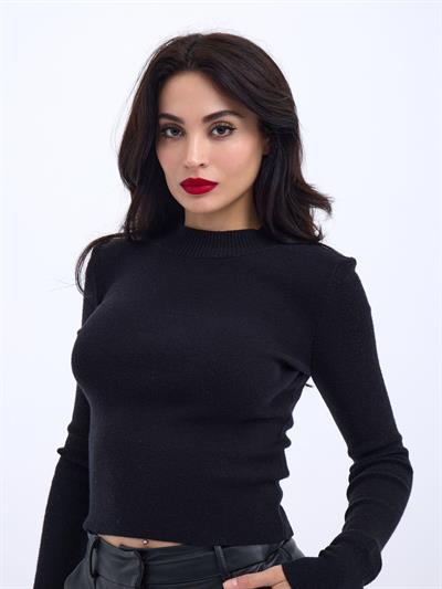 42201 TRİKO BASİC KAZAK-SİYAH