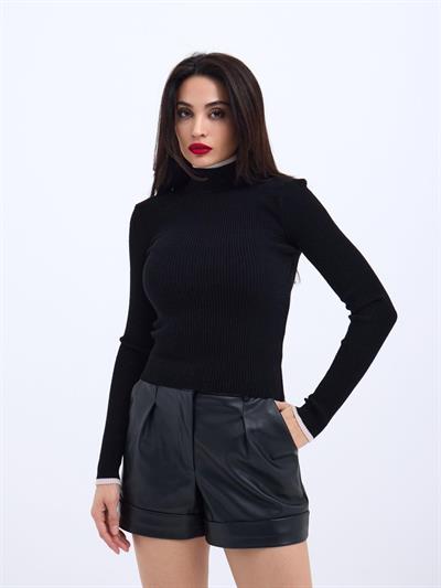 42251 TRİKO BALIKÇI FİTİLLİ KAZAK-SİYAH-EKRU
