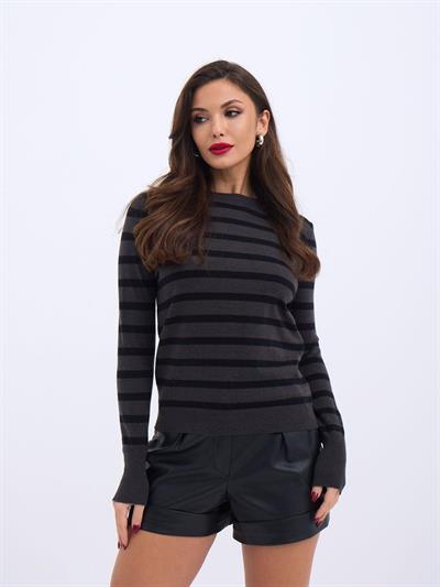 42271 TRİKO ÇİZGİLİ SALAŞ KAZAK-ANTRASİT-SİYAH