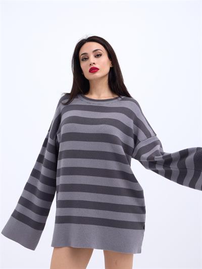 42291 TRİKO ÇİZGİLİ SALAŞ KAZAK-GRİ-ANTRASİT