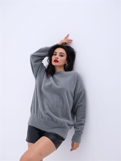 42331 TRİKO SIFIR YAKA SALAŞ KAZAK-GRİ