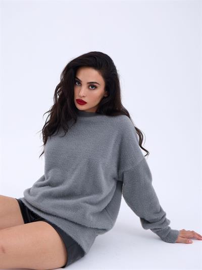 42331 TRİKO SIFIR YAKA SALAŞ KAZAK-GRİ