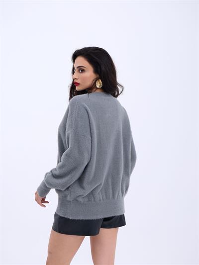 42331 TRİKO SIFIR YAKA SALAŞ KAZAK-GRİ