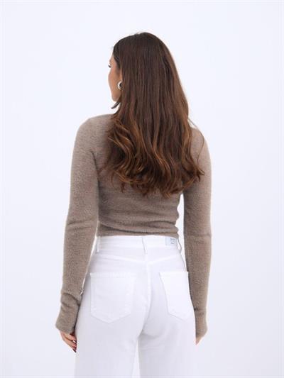 42461 TRİKO SİMLİ BALIKÇI KAZAK-KAHVE