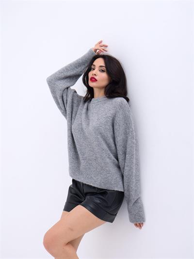 43031 TRİKO YARIM BALIKÇI KISA KAZAK-GRİ