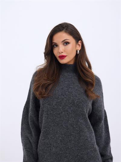 43041 TRİKO SIFIR YAKA KAZAK-ANTRASİT