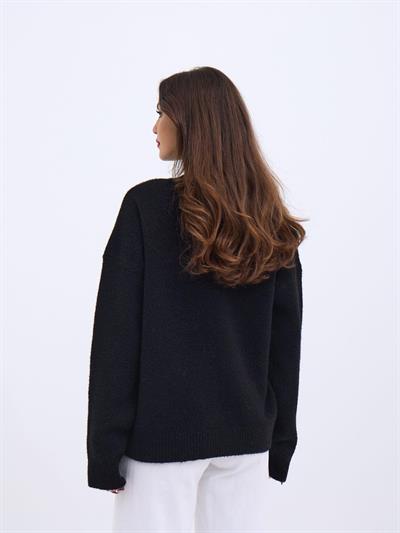 43081 TRİKO YARIM BALIKÇI SALAŞ KAZAK-SİYAH