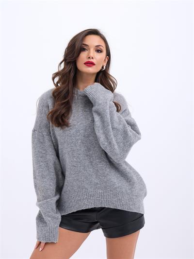 43101 TRİKO ÖNÜ KISA SALAŞ KAZAK-GRİ