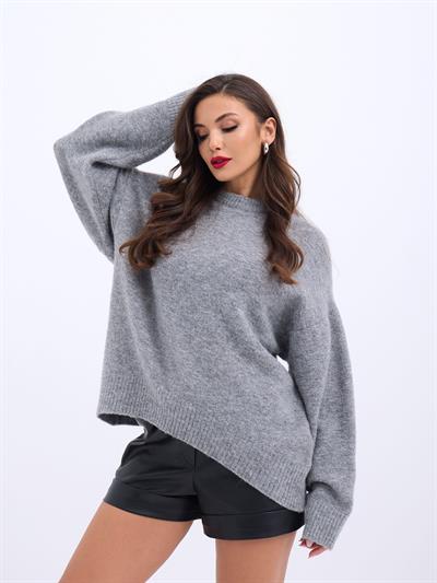 43101 TRİKO ÖNÜ KISA SALAŞ KAZAK-GRİ