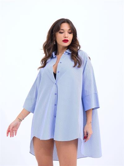 4328 GÖMLEK-MAVİ BEYAZ ÇİZGİLİ