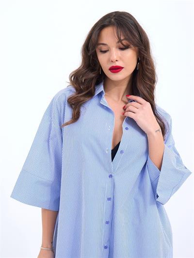 4328 GÖMLEK-MAVİ BEYAZ ÇİZGİLİ