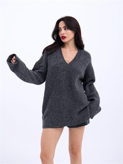 43281 TRİKO V YAKA SALAŞ-ANTRASİT