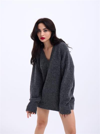 43281 TRİKO V YAKA SALAŞ-ANTRASİT