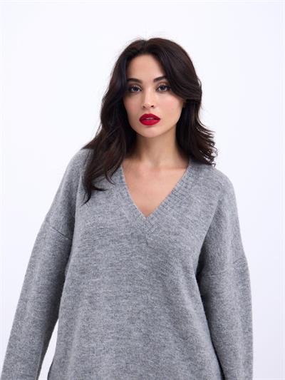 43281 TRİKO V YAKA SALAŞ-GRİ