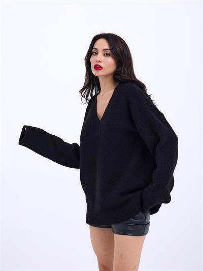 43281 TRİKO V YAKA SALAŞ-SİYAH