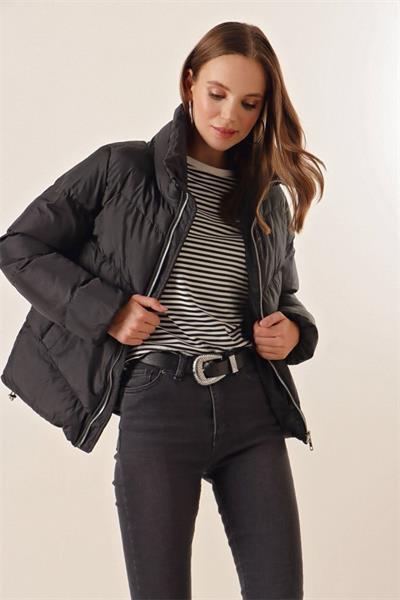 5124 Siyah Dik Yaka Şişme Mont