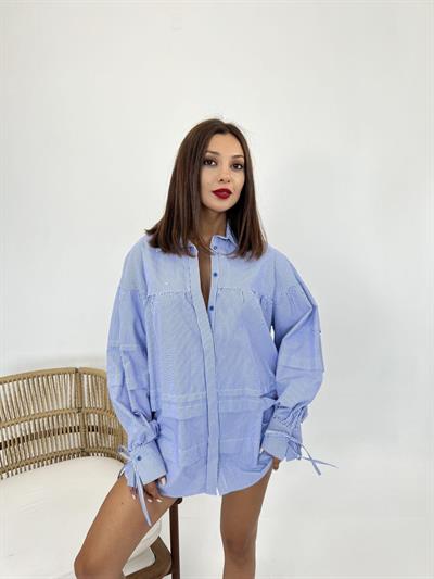 5135 GÖMLEK-MAVİ BEYAZ ÇİZGİLİ