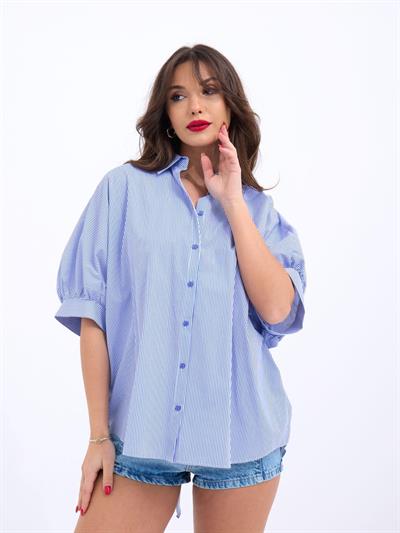 5190 GÖMLEK-MAVİ BEYAZ ÇİZGİLİ