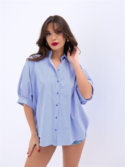 5190 GÖMLEK-MAVİ BEYAZ ÇİZGİLİ