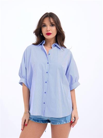 5190 GÖMLEK-MAVİ BEYAZ ÇİZGİLİ