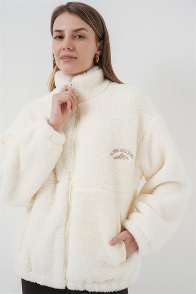 5194 Peluş Mont Ceket - D.Krem