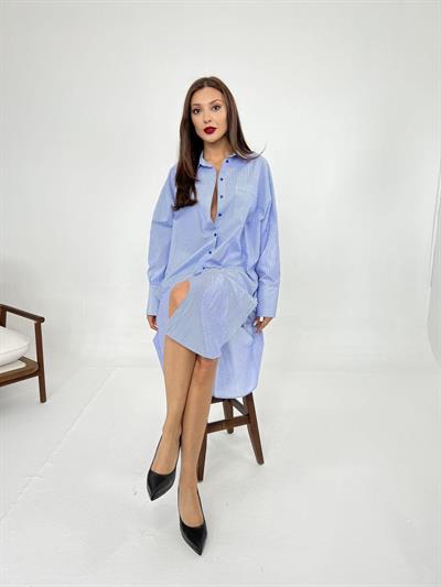 5216 GÖMLEK-MAVİ BEYAZ ÇİZGİLİ