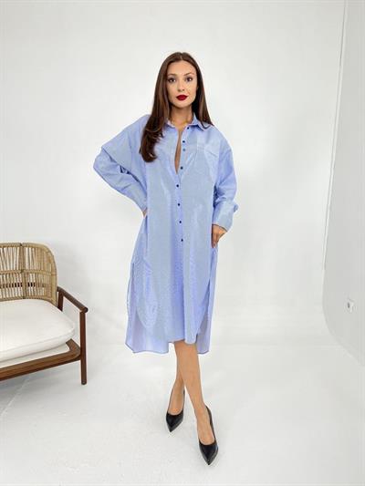 5216 GÖMLEK-MAVİ BEYAZ ÇİZGİLİ