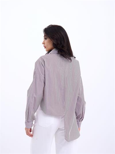 5419 GÖMLEK-BORDO ÇİZGİLİ