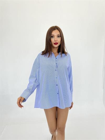 5464 GÖMLEK-MAVİ BEYAZ ÇİZGİLİ