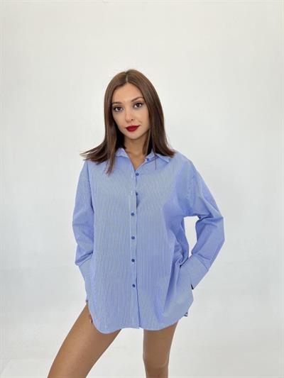 5464 GÖMLEK-MAVİ BEYAZ ÇİZGİLİ