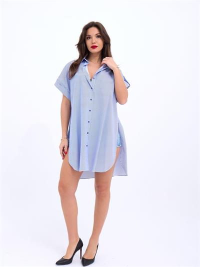 5488 GÖMLEK-MAVİ BEYAZ ÇİZGİLİ