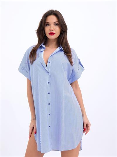 5488 GÖMLEK-MAVİ BEYAZ ÇİZGİLİ