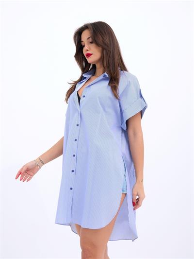 5488 GÖMLEK-MAVİ BEYAZ ÇİZGİLİ