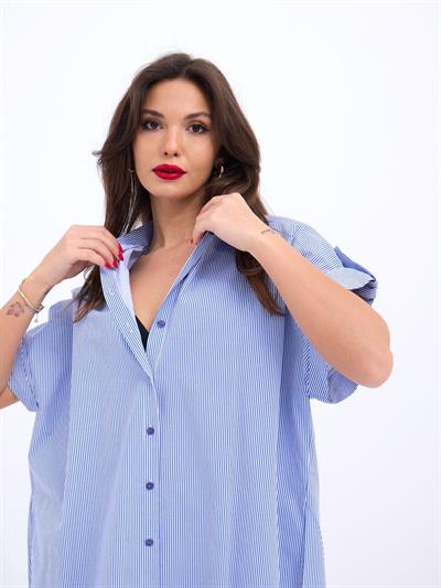 5488 GÖMLEK-MAVİ BEYAZ ÇİZGİLİ