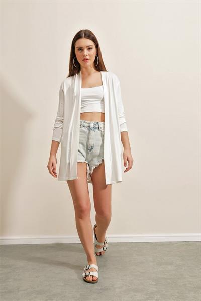 5887 Mevsimlik İnce Hırka - Beyaz