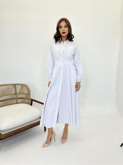 5903 ELBİSE-BEJ ÇİZGİLİ